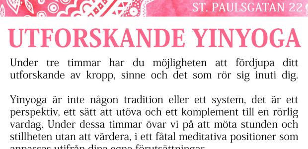 Nu är yinyoga workshopen fullbokad